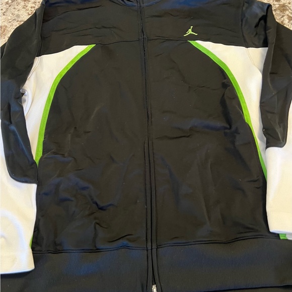 XL AIR JORDAN MEN'S TRACK JACKET FULL ZIP MOCK NECK Retro Style Black Green Whit - Picture 13 of 13